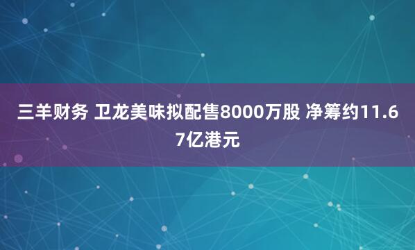 三羊财务 卫龙美味拟配售8000万股 净筹约11.67亿港元