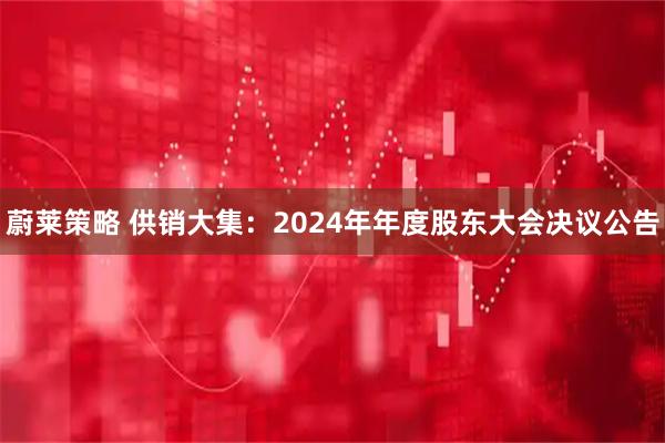 蔚莱策略 供销大集：2024年年度股东大会决议公告