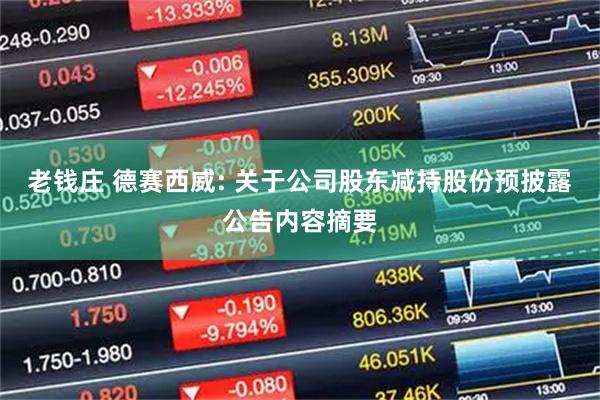 老钱庄 德赛西威: 关于公司股东减持股份预披露公告内容摘要